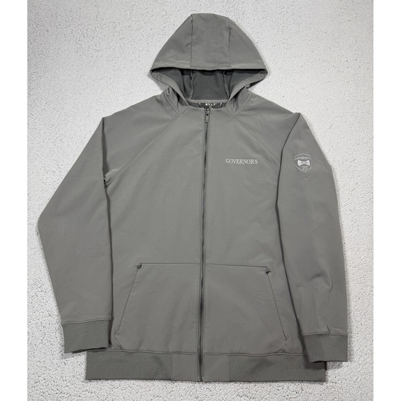 BYLT Basics Other - BYLT Jacket Mens Large Gray Hooded Full Zip Softshell Governor's 25 Logo
